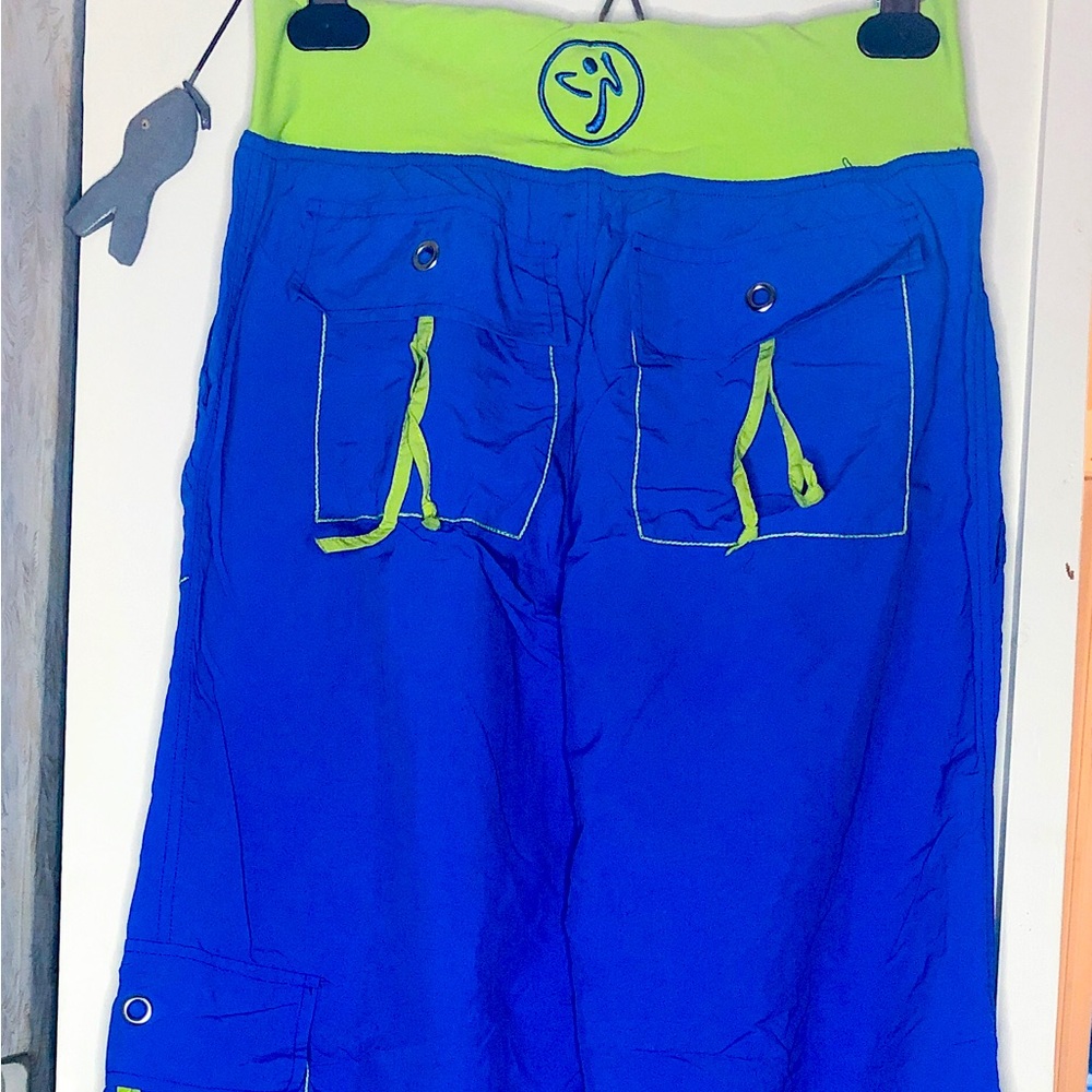 Zumba Blue/Lime Green cargo pants Medium